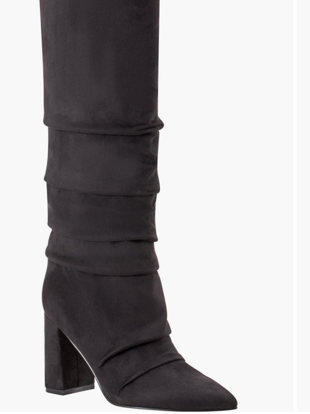 NIB Marc Fisher Pointed Toe Slouch Knee High Boots Black Suede